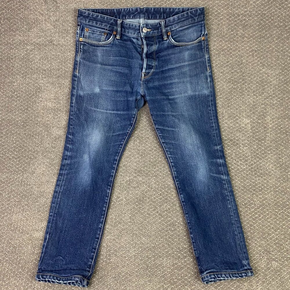 Buck Mason Maverick Slim Jeans Men's 34 x 32 Actual 35 x 26 Double Dipped Denim